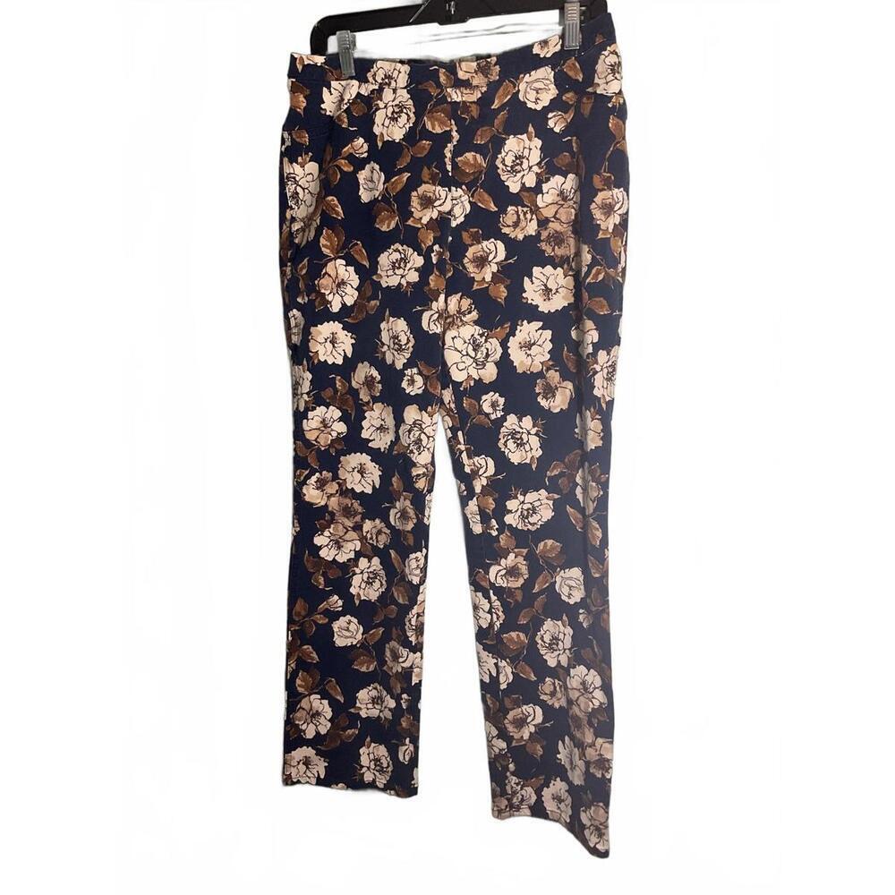 Issac Mizrahi Live Women's Floral Patterned Pull on Jeans Size 14